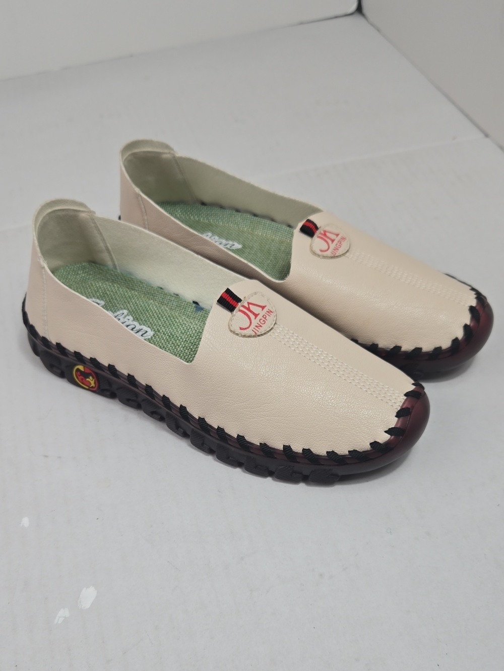 The Owlkay Women's Wide Fit Thick Sole in size 9.5  comfortable Casual Ivory